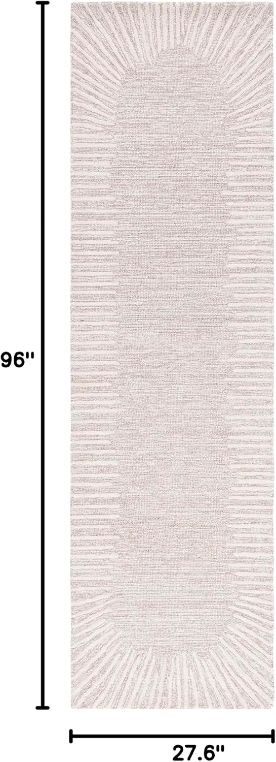 Natural Ivory Abstract Wool Runner Rug