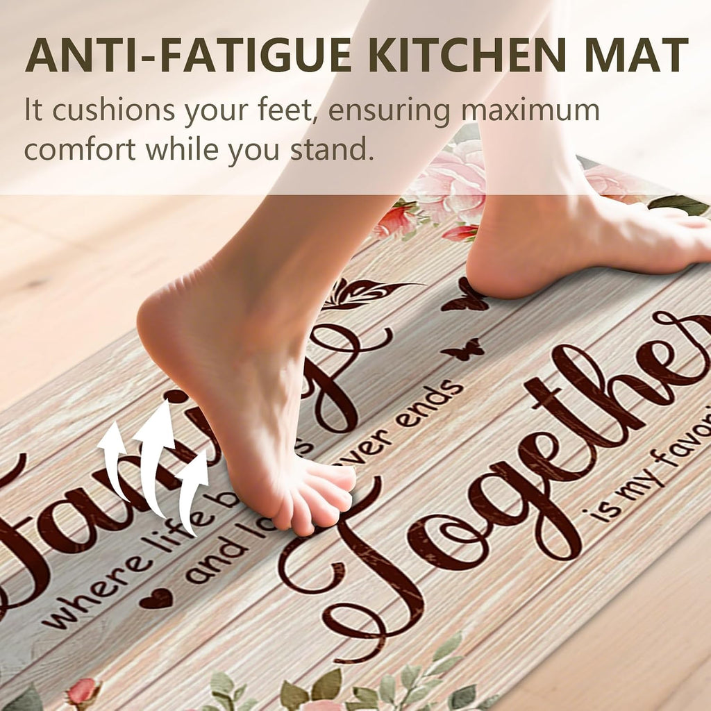 Farmhouse Washable Anti Fatigue Kitchen Mat Set