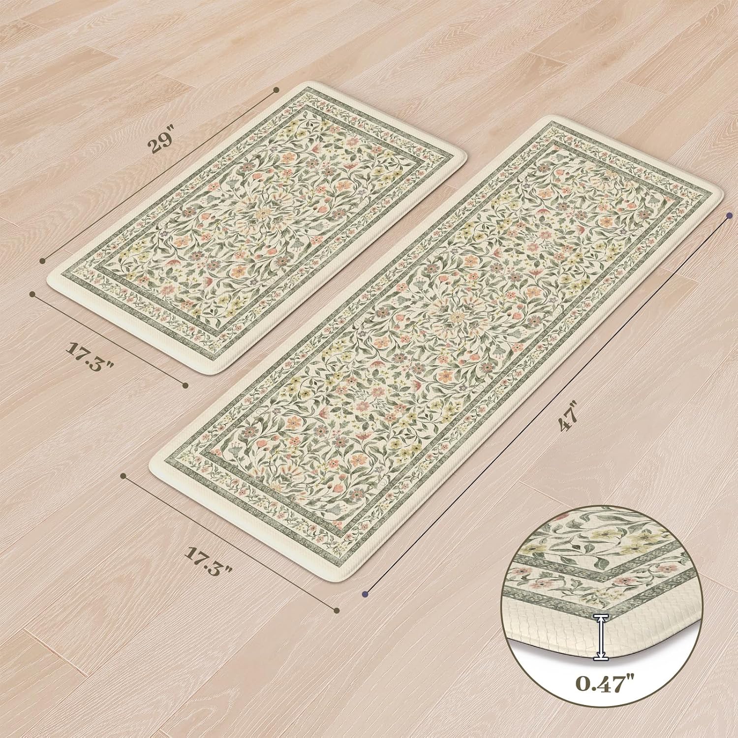 KIMODE Beige Boho Kitchen Mat Set