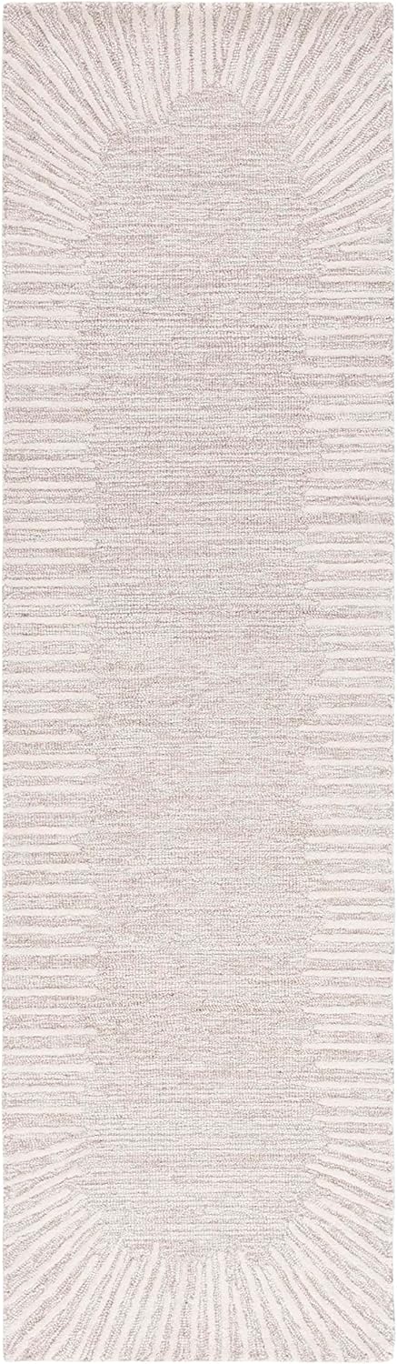 Natural Ivory Abstract Wool Runner Rug