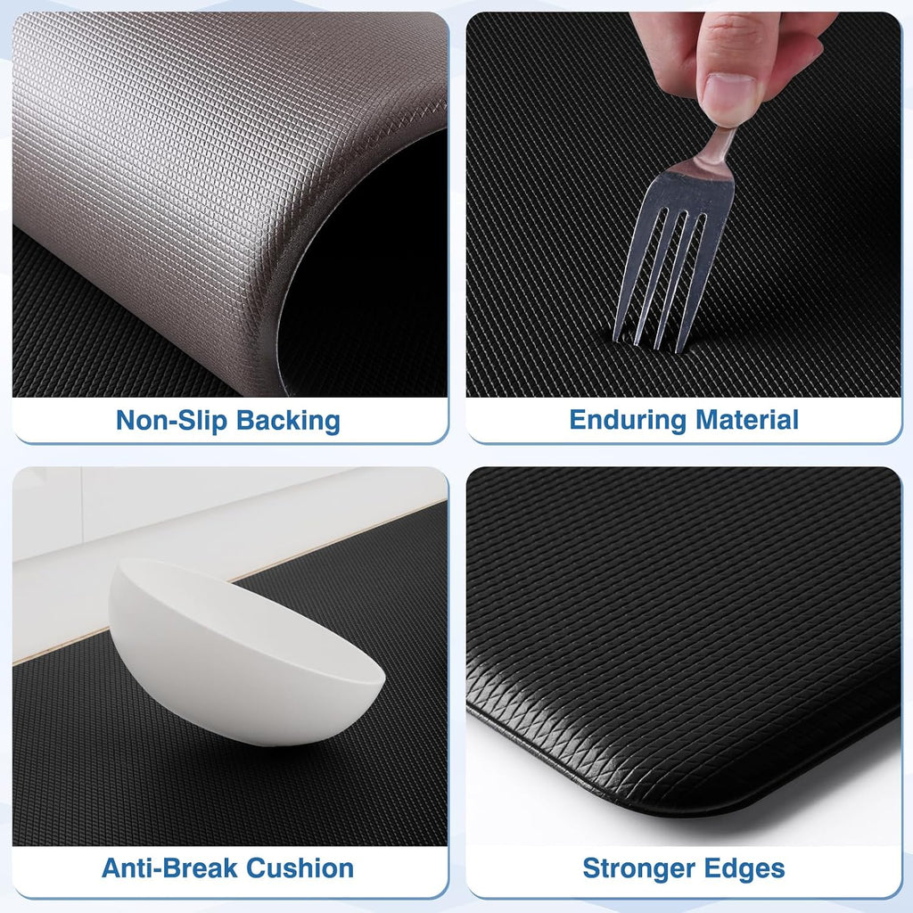 StepRite Black Kitchen Mat Set