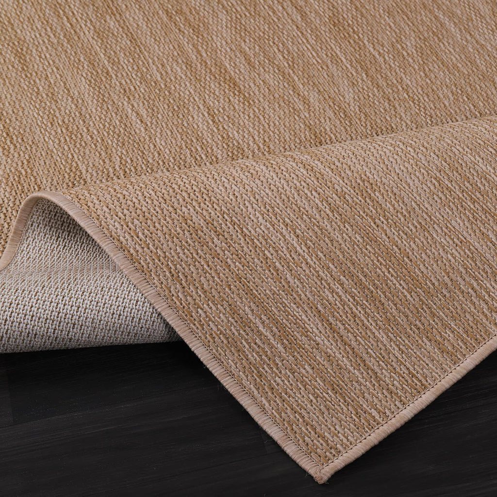 Beige Solid Jute Outdoor Rug