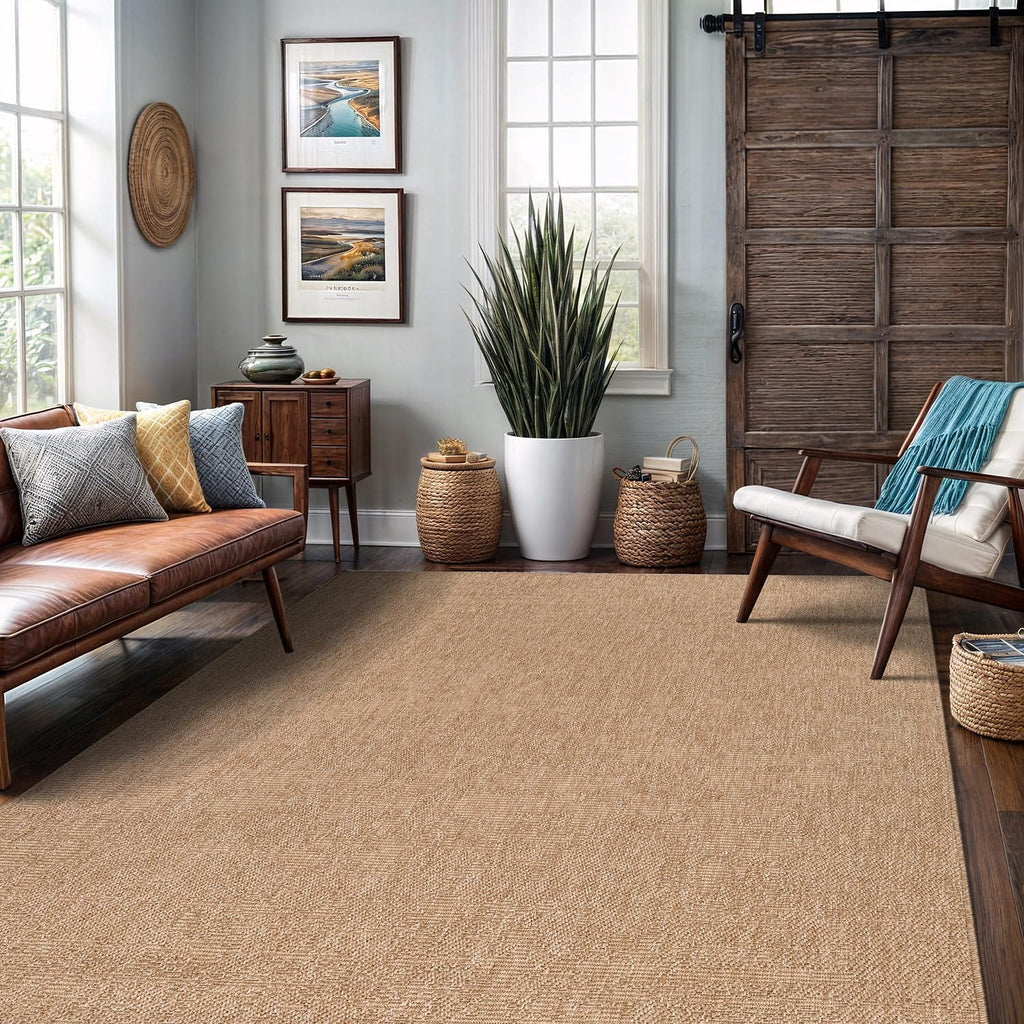Natural Solid Woven Jute Area Rug