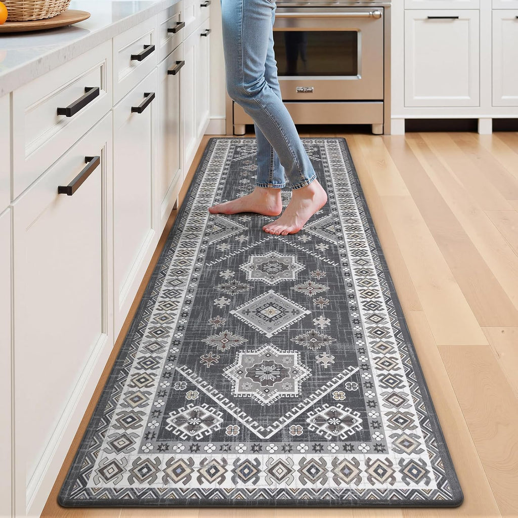 Ileading Grey Farmhouse Anti Fatigue Kitchen Mat