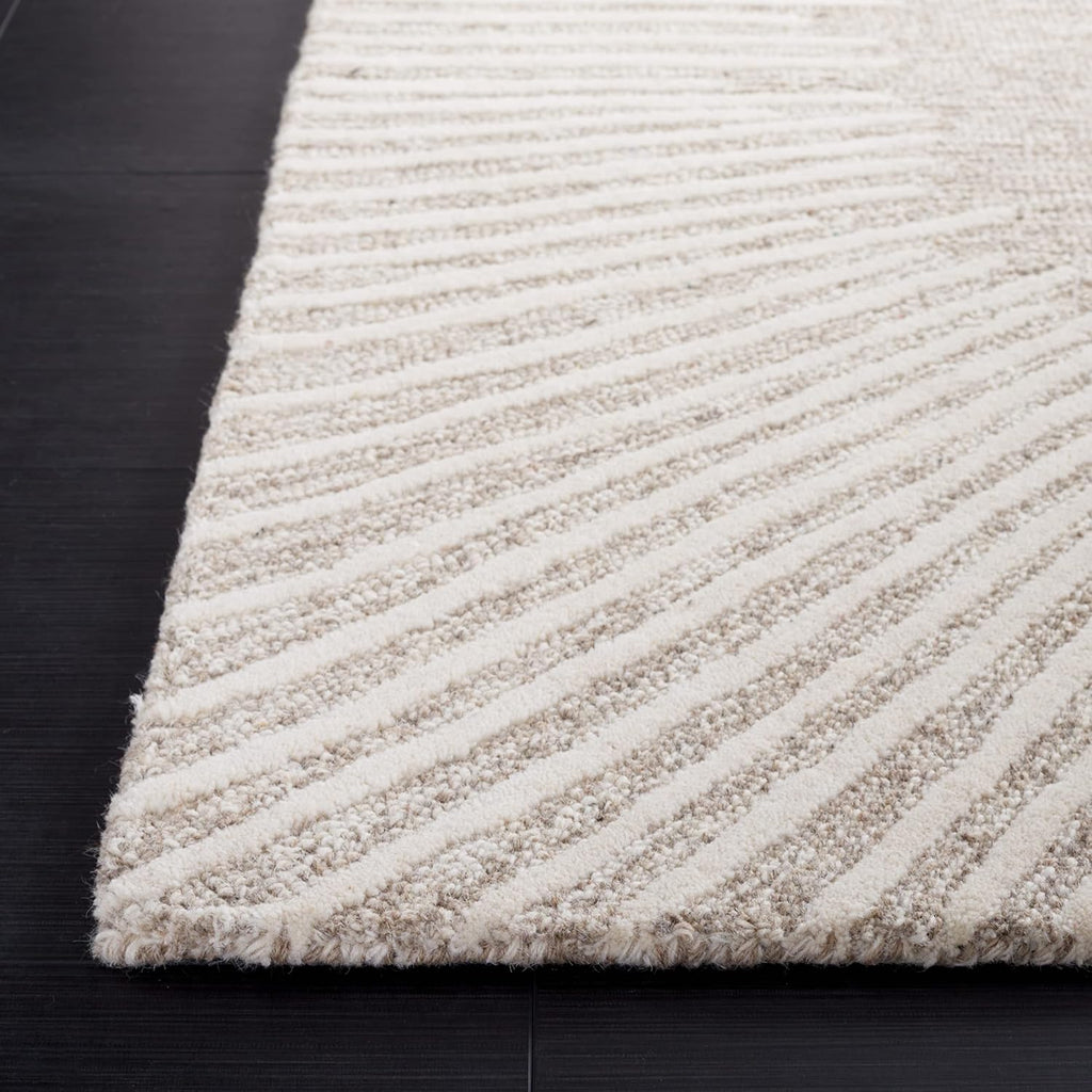 Natural Ivory Abstract Wool Runner Rug