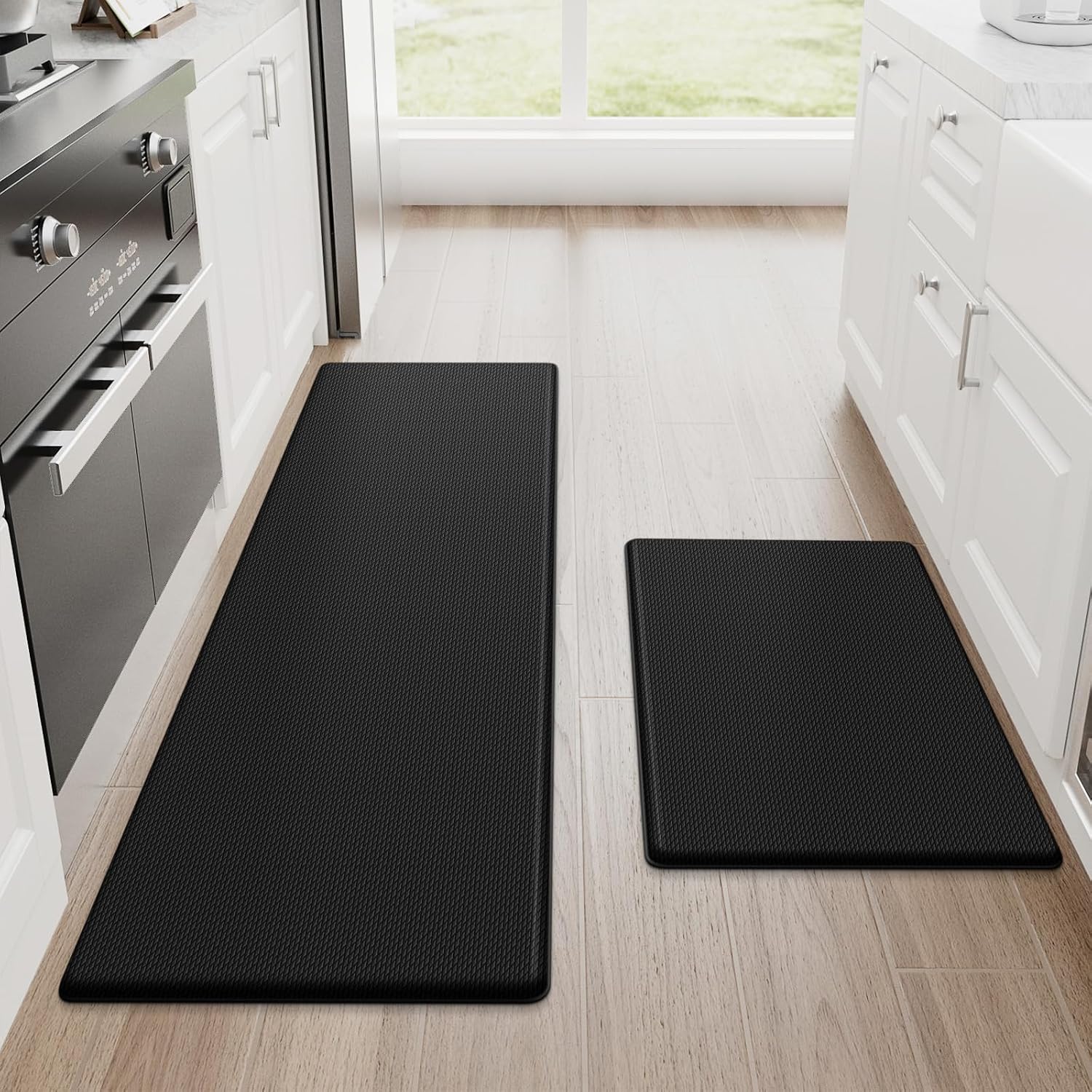 StepRite Black Kitchen Mat Set