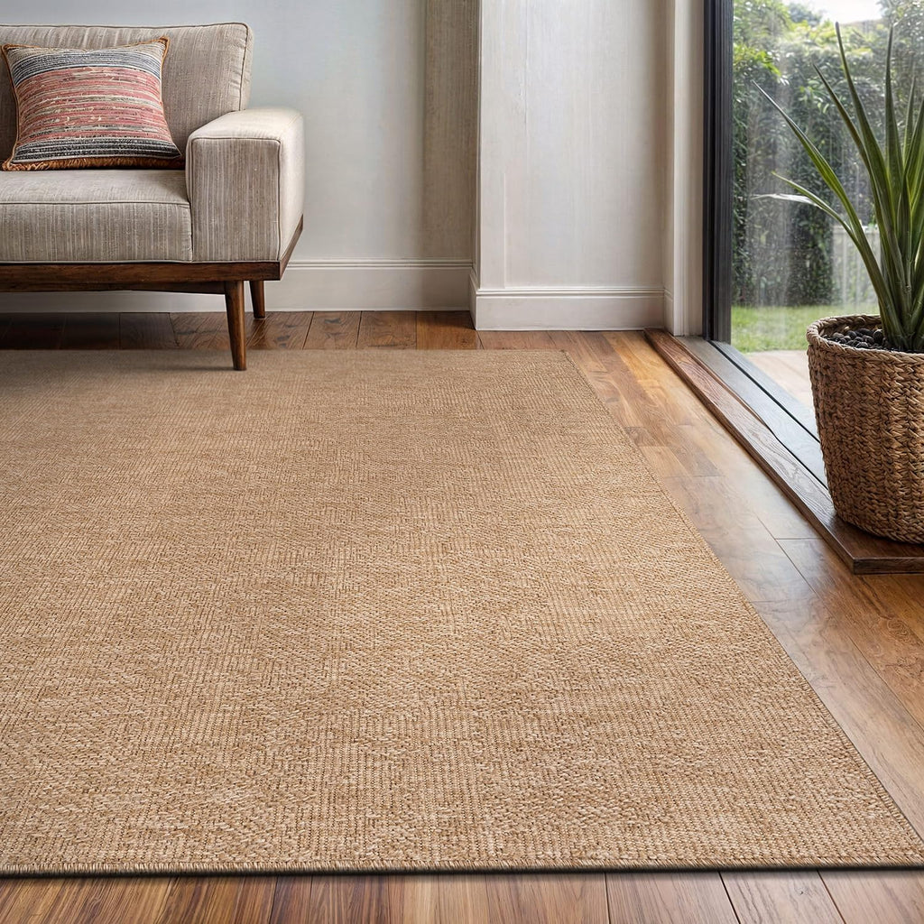 Natural Solid Woven Jute Area Rug