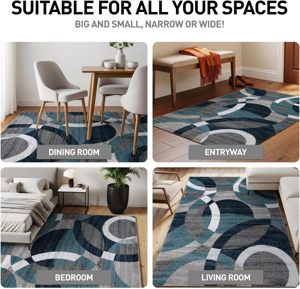 Rugshop Blue Geometric Area Rug