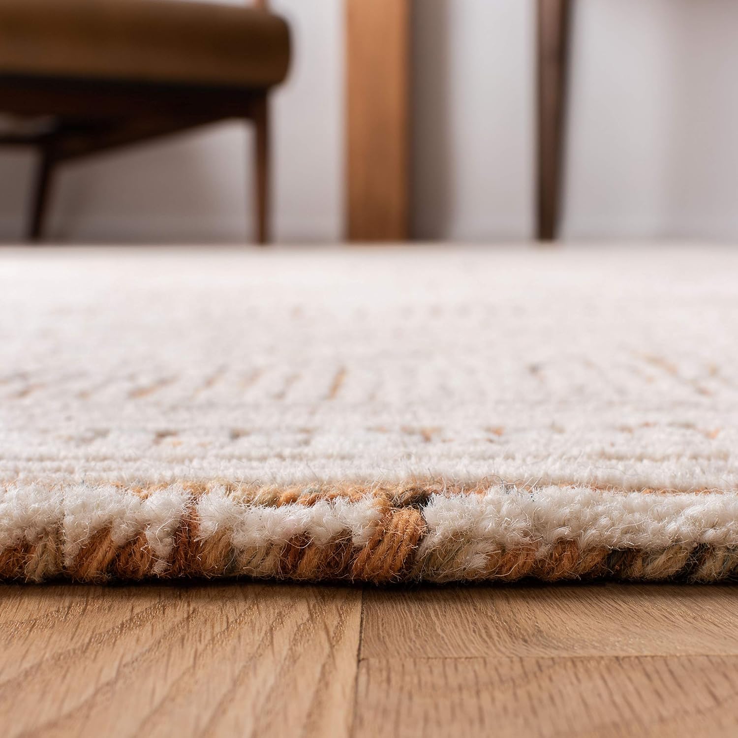 Ivory Rust Abstract Wool Runner Rug