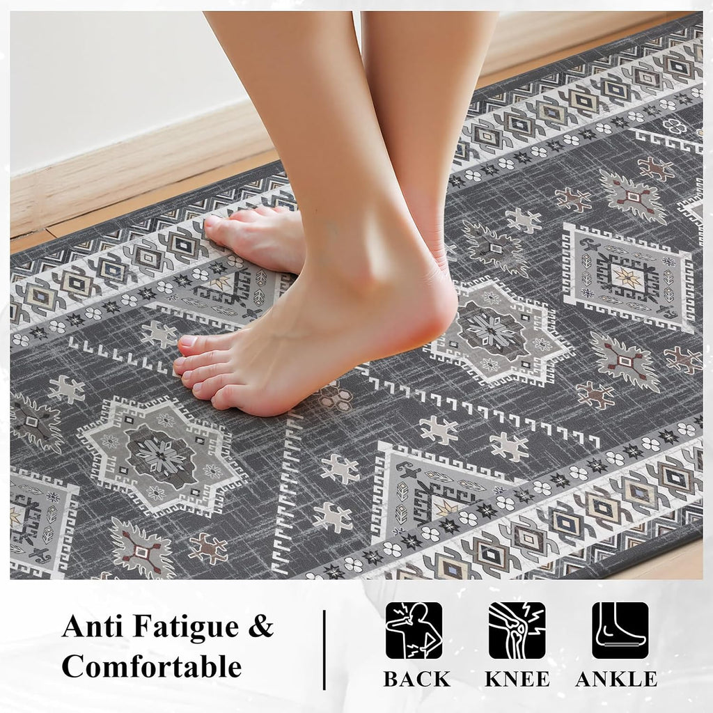Ileading Grey Farmhouse Anti Fatigue Kitchen Mat