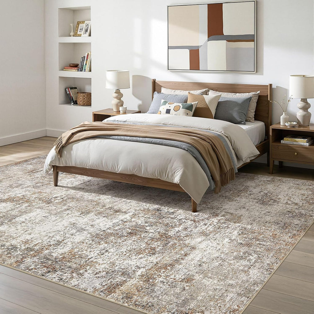 Neutral Abstract Washable Area Rugs