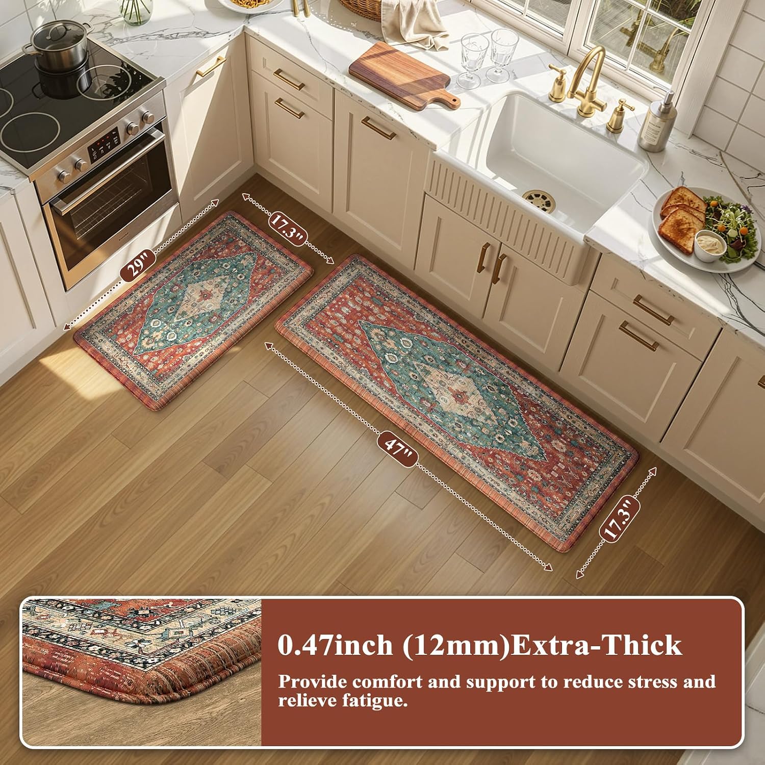 Collive Boho Kitchen Mat Set