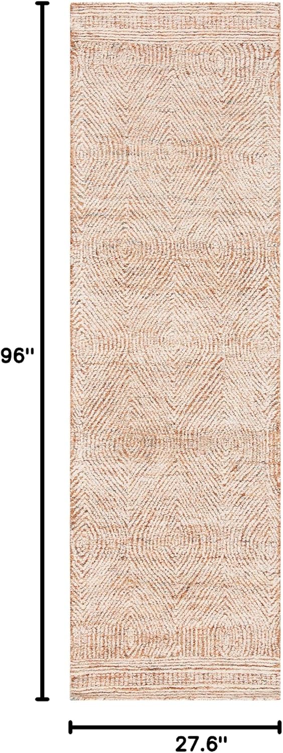 Ivory Rust Abstract Wool Runner Rug