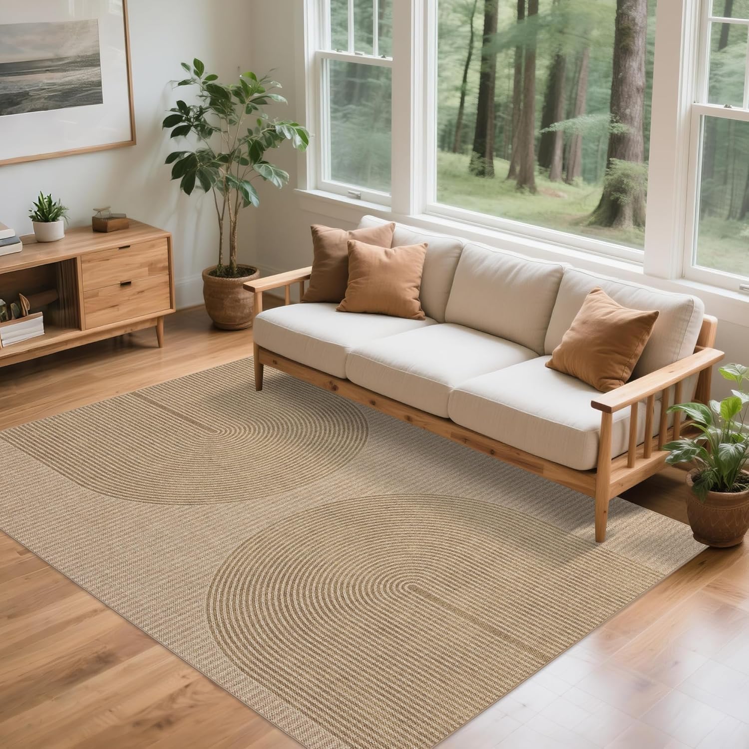 Natural Geometric Jute Area Rug