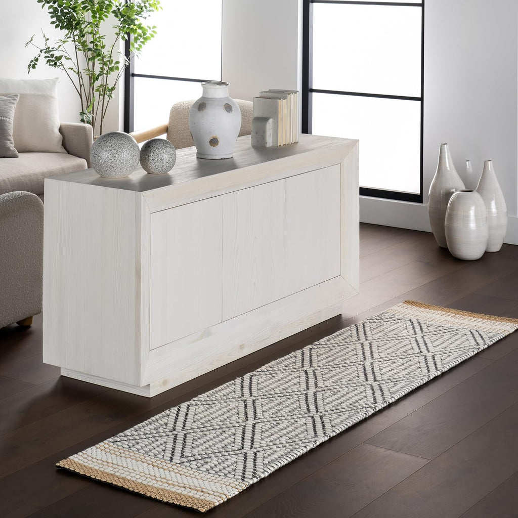 Ivory Bohemian Trellis Runner Rug