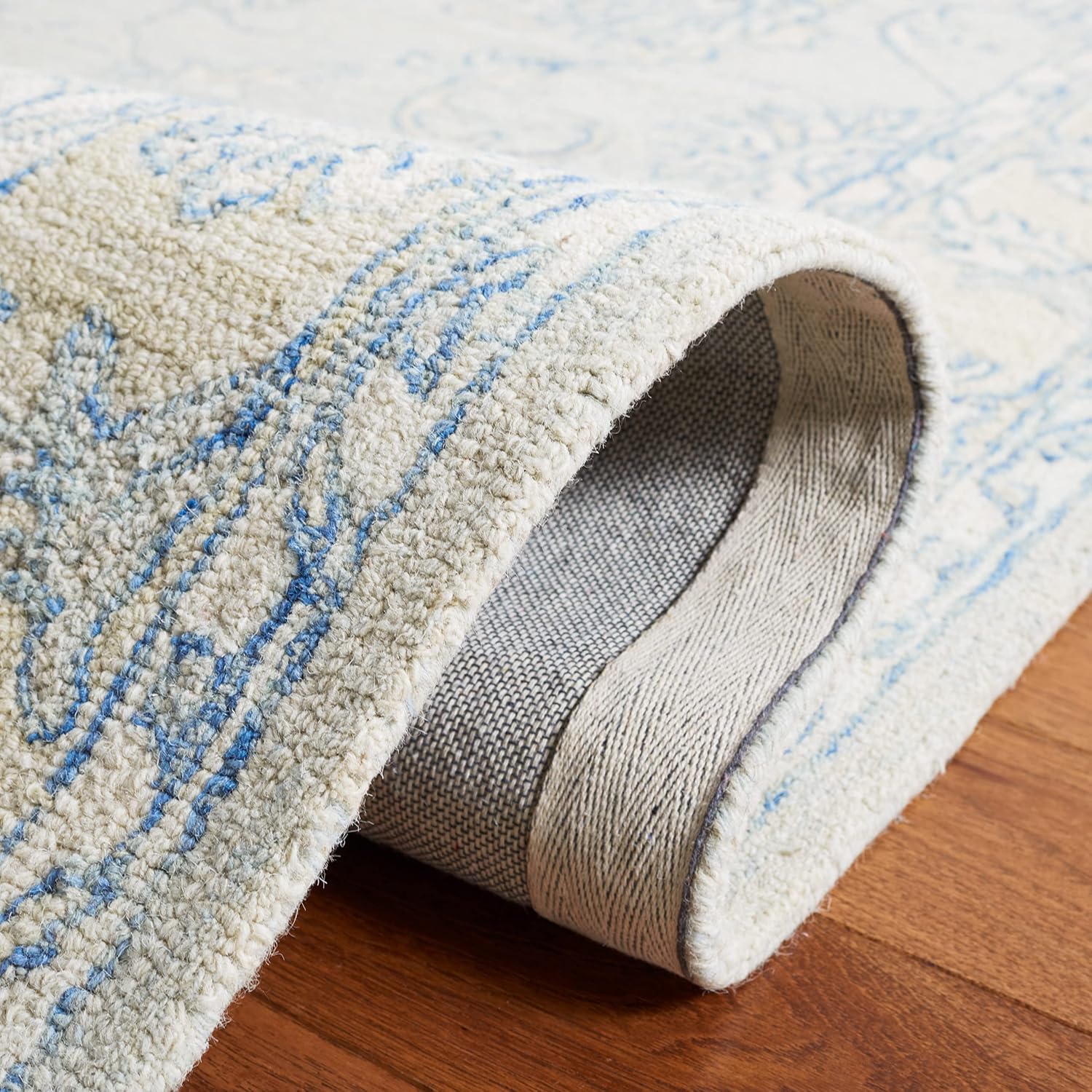 SAFAVIEH Blue Beige Wool Runner Rug