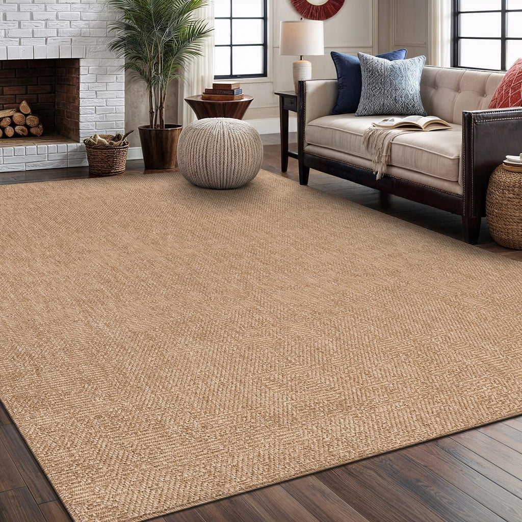 Natural Solid Woven Jute Area Rug