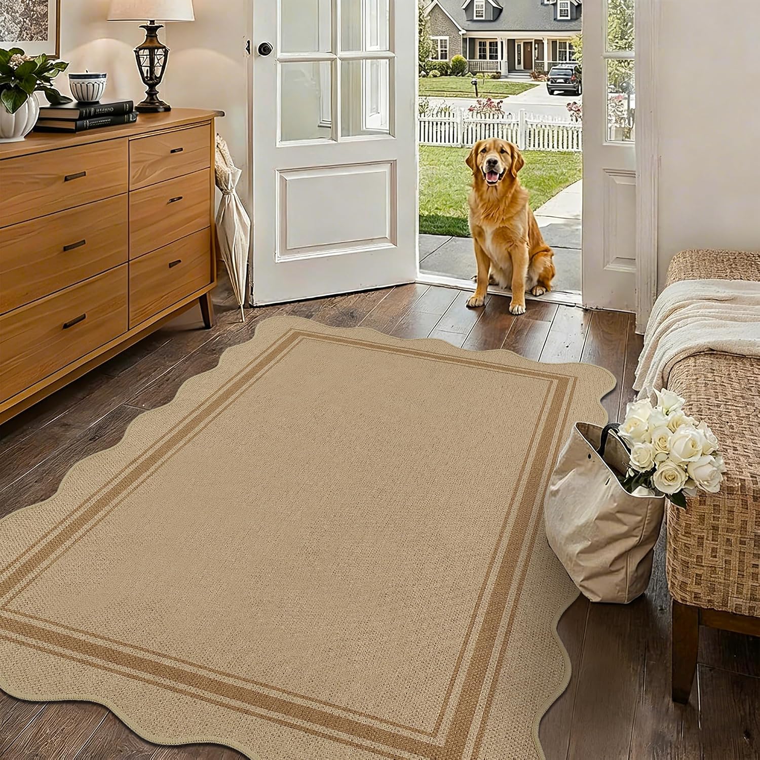 Scalloped Jute Entry Rug