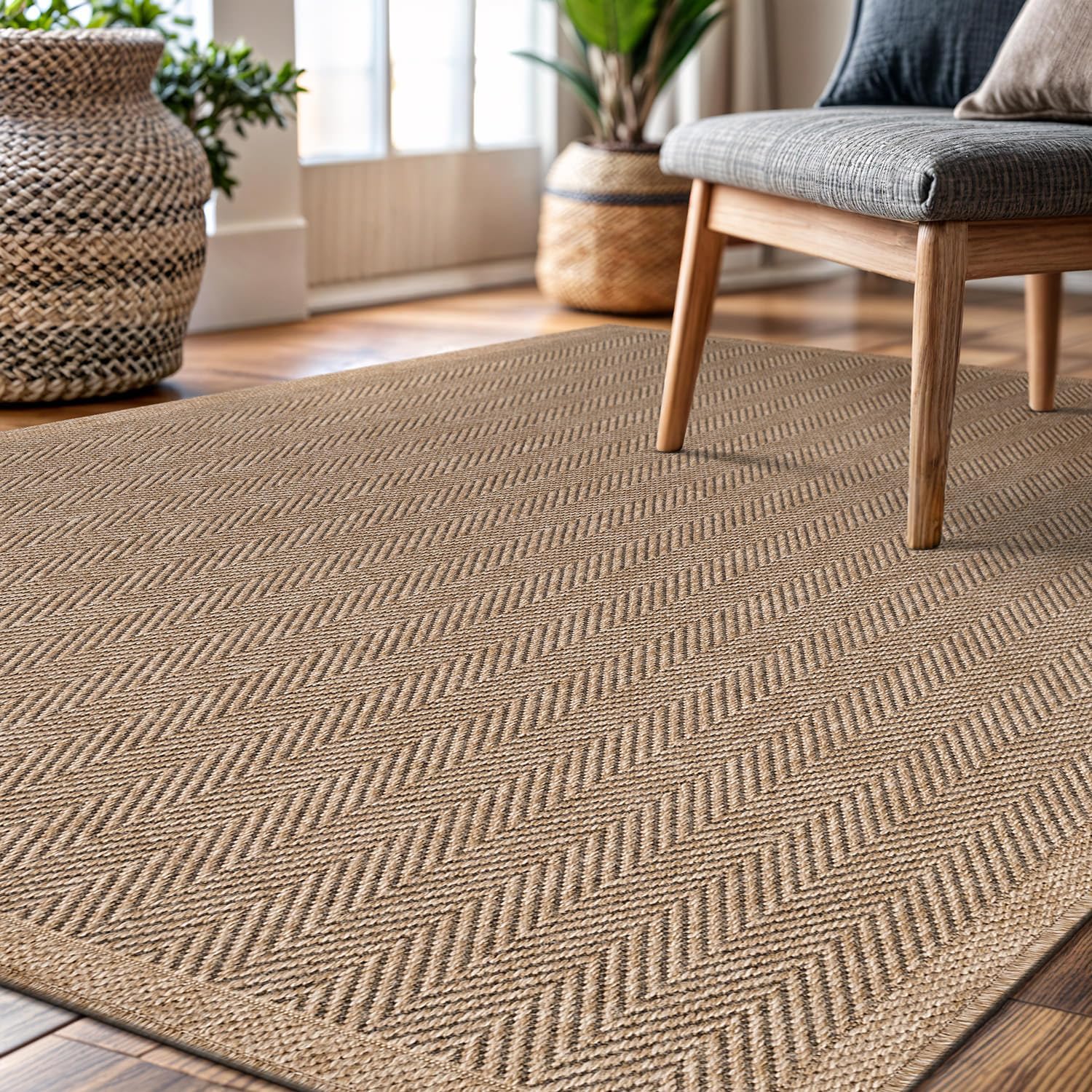 CAMILSON Herringbone Jute Area Rug