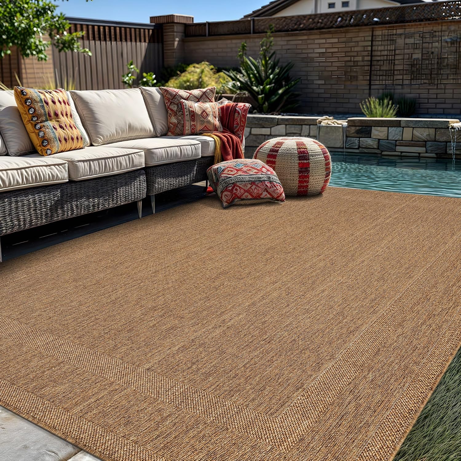 Rugshop Natural Border Jute Area Rug