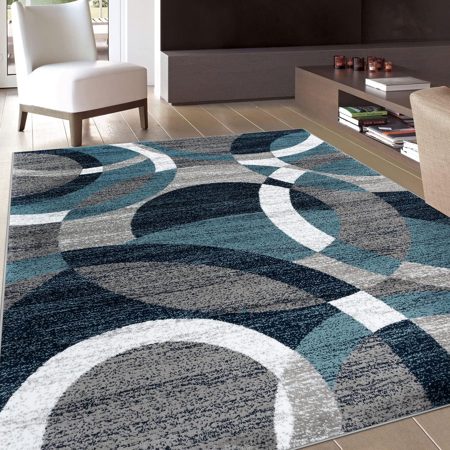 Rugshop Blue Geometric Area Rug
