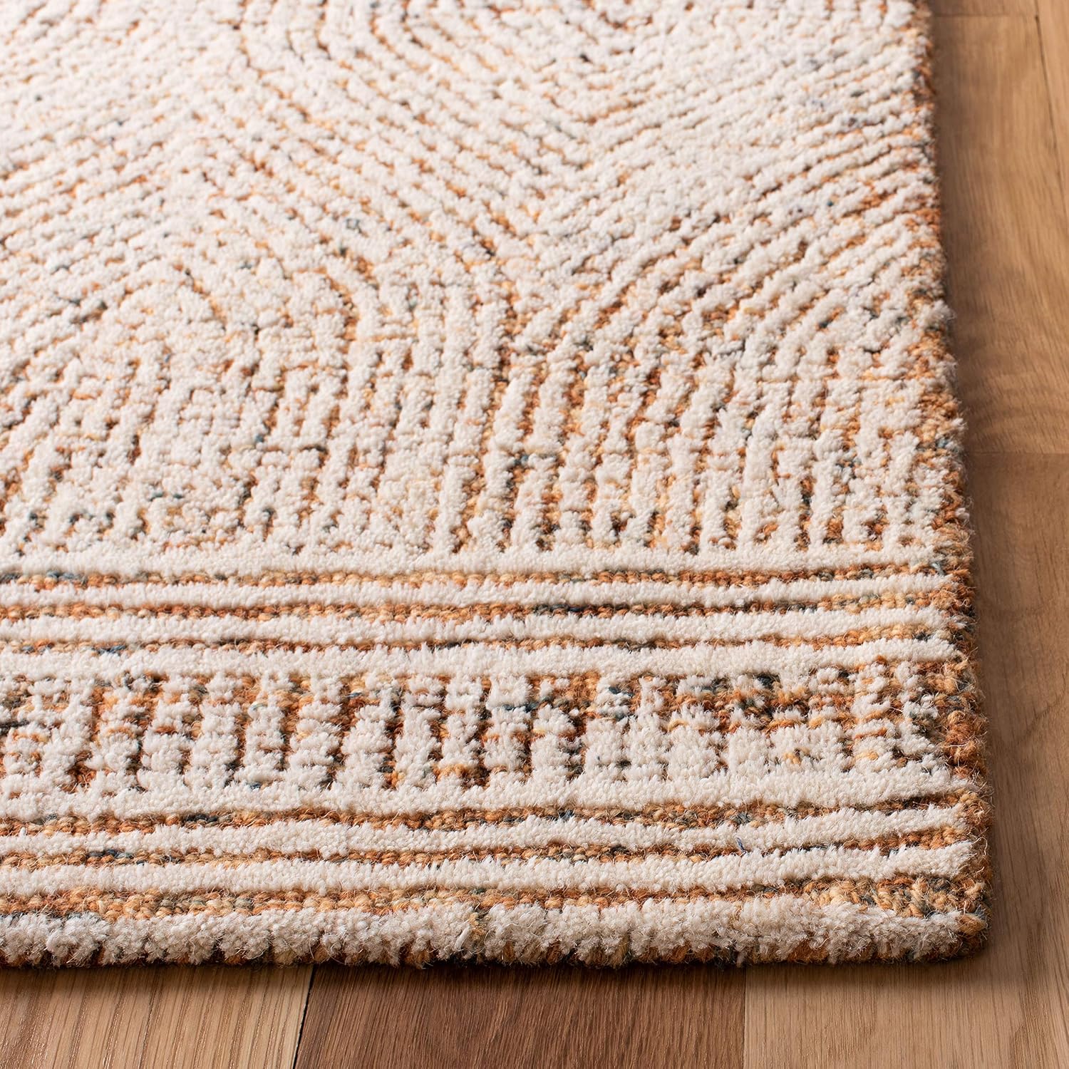 Ivory Rust Abstract Wool Runner Rug