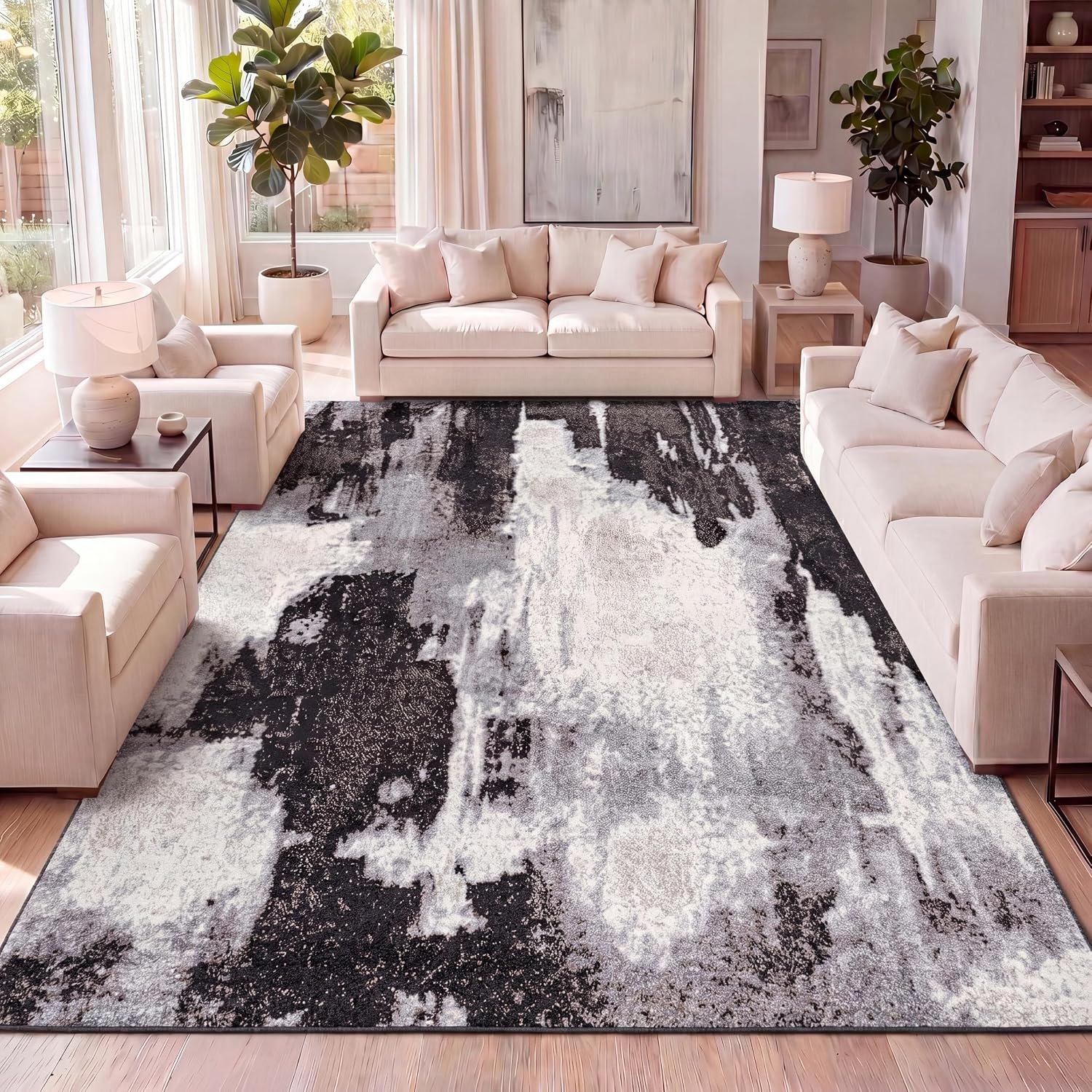 JONATHAN Y Abstract Marble Area Rug