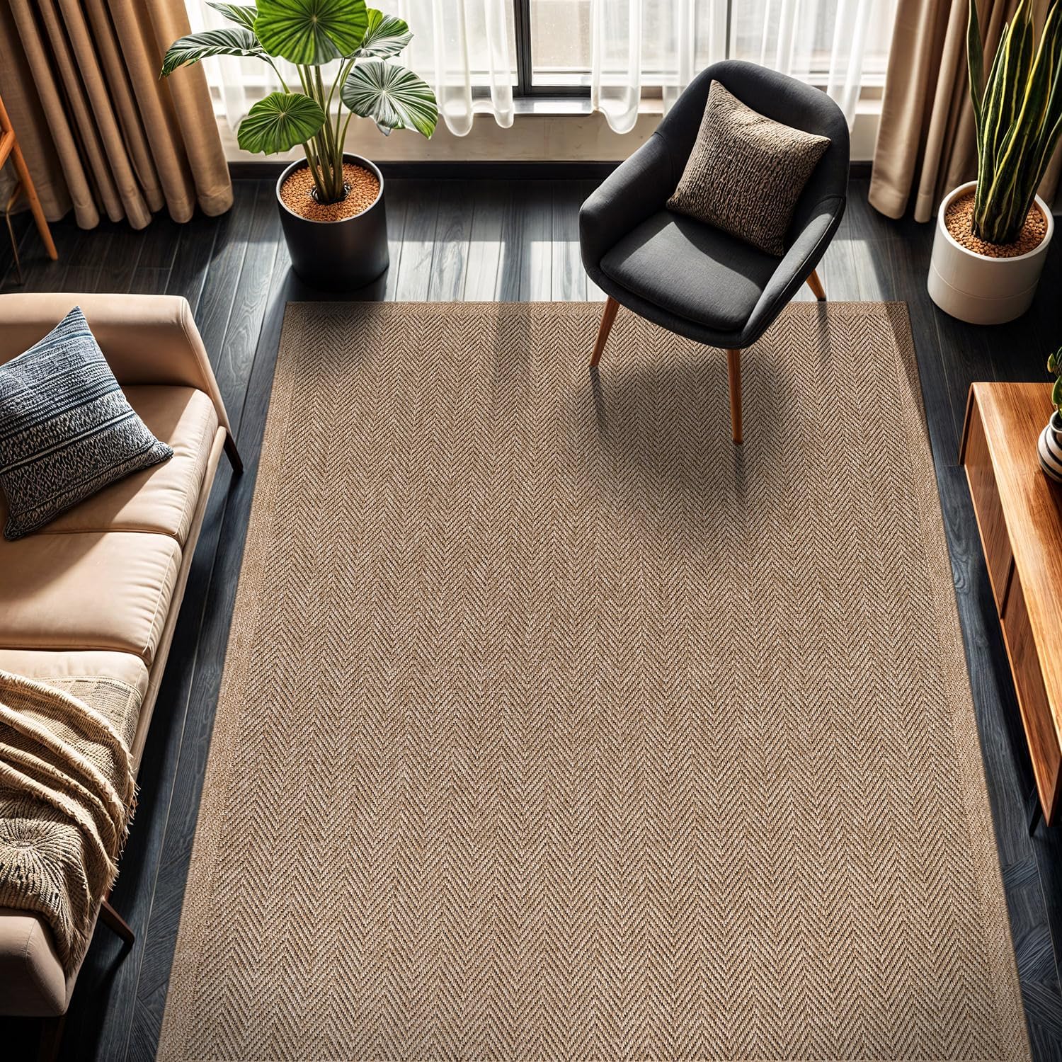 CAMILSON Herringbone Jute Area Rug