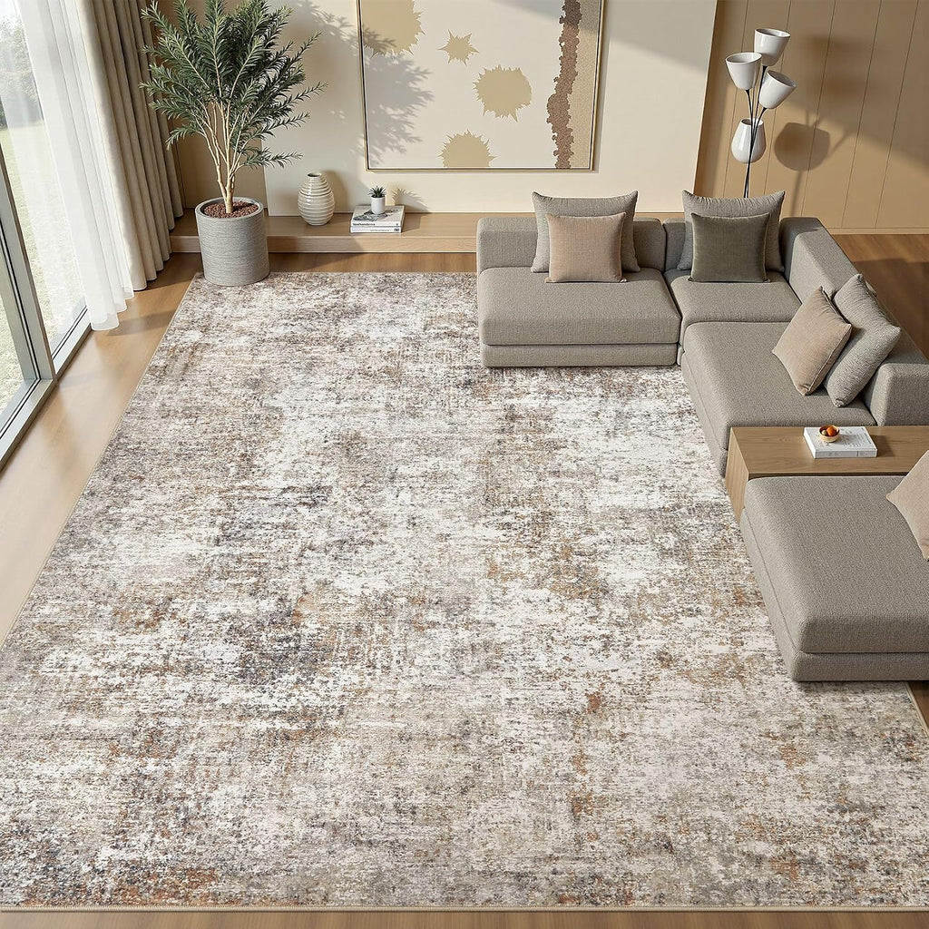 Neutral Abstract Washable Area Rugs