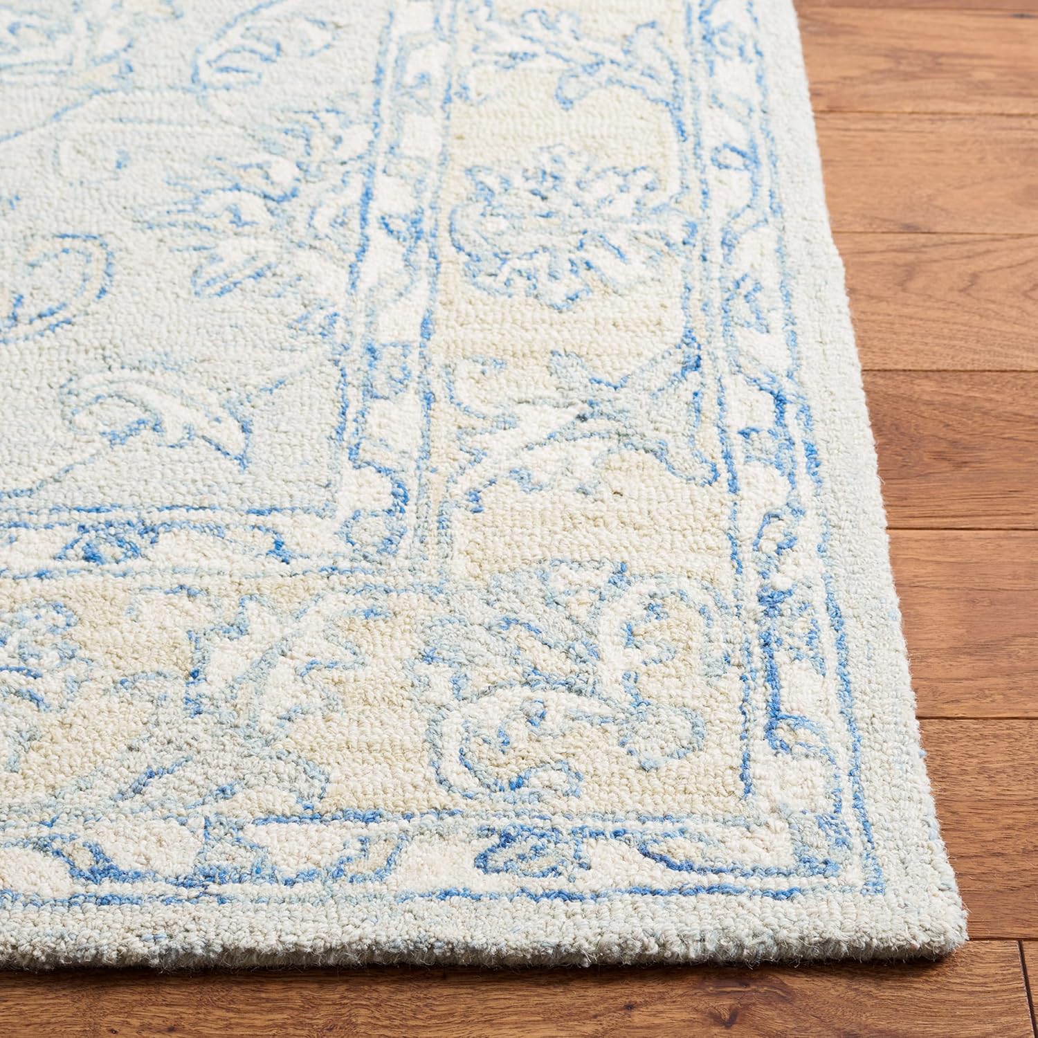 SAFAVIEH Blue Beige Wool Runner Rug