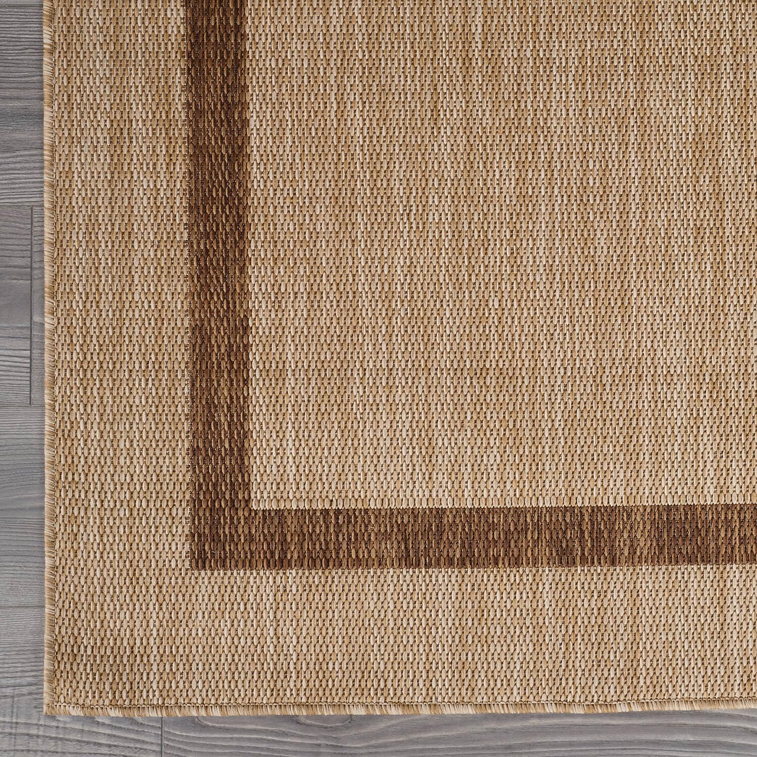 Home Beige Border Jute Outdoor Rug