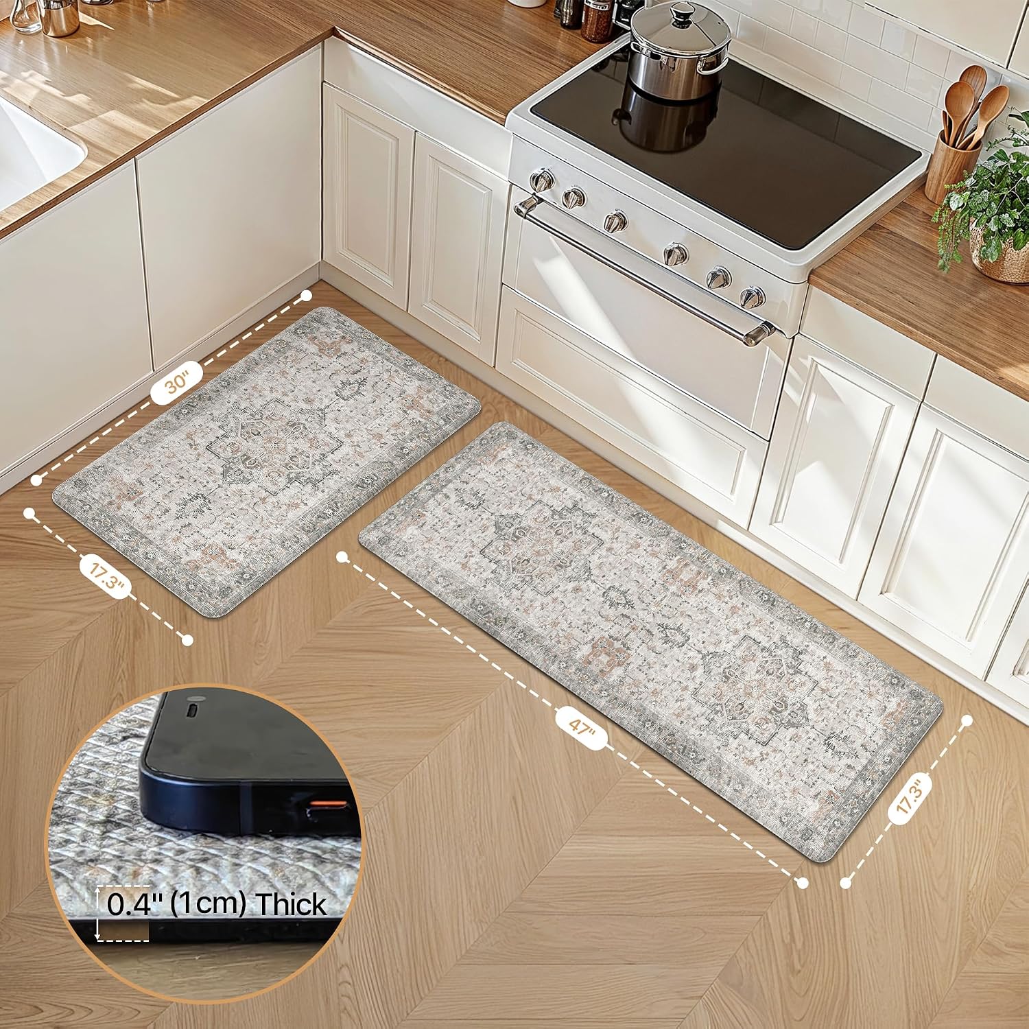 GENIMO Light Taupe Kitchen Mat Set