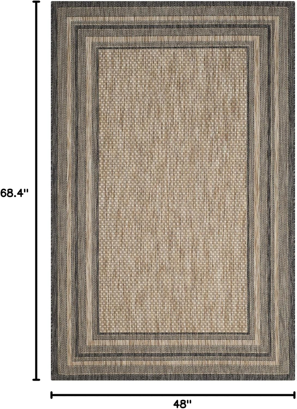 Natural Black Border Outdoor Rug