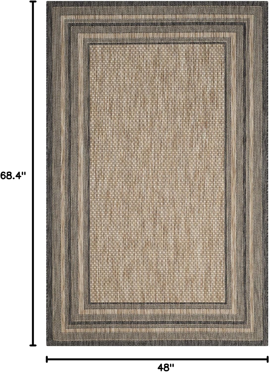Natural Black Border Outdoor Rug