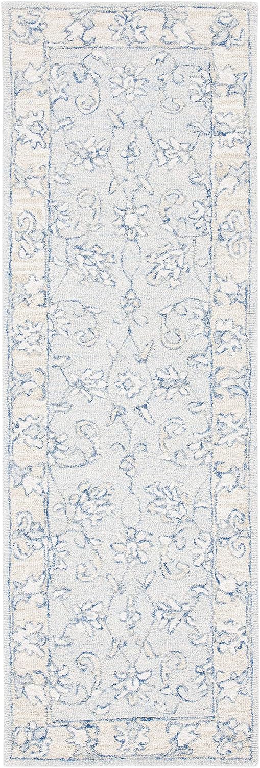 SAFAVIEH Blue Beige Wool Runner Rug
