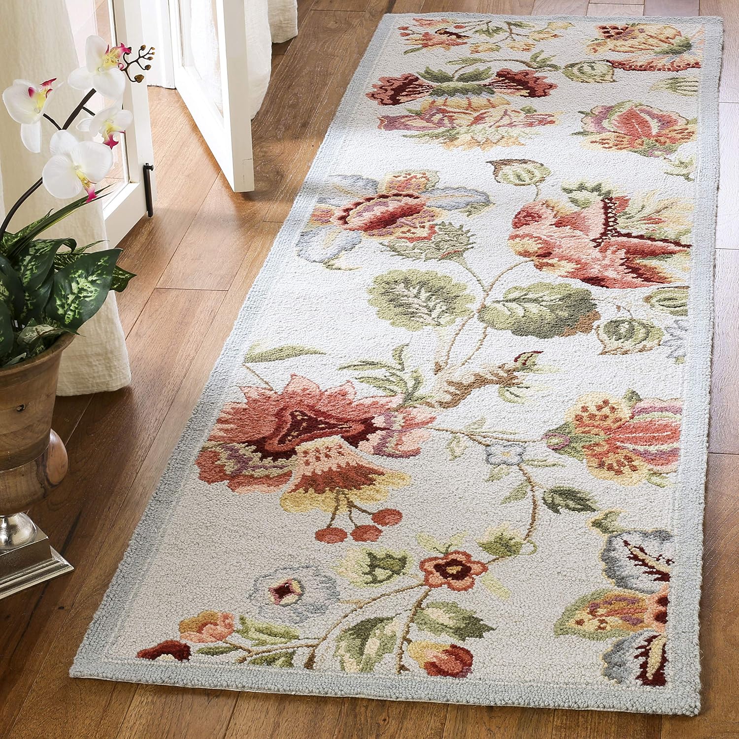 Ivory French Country Wool Runner Rug