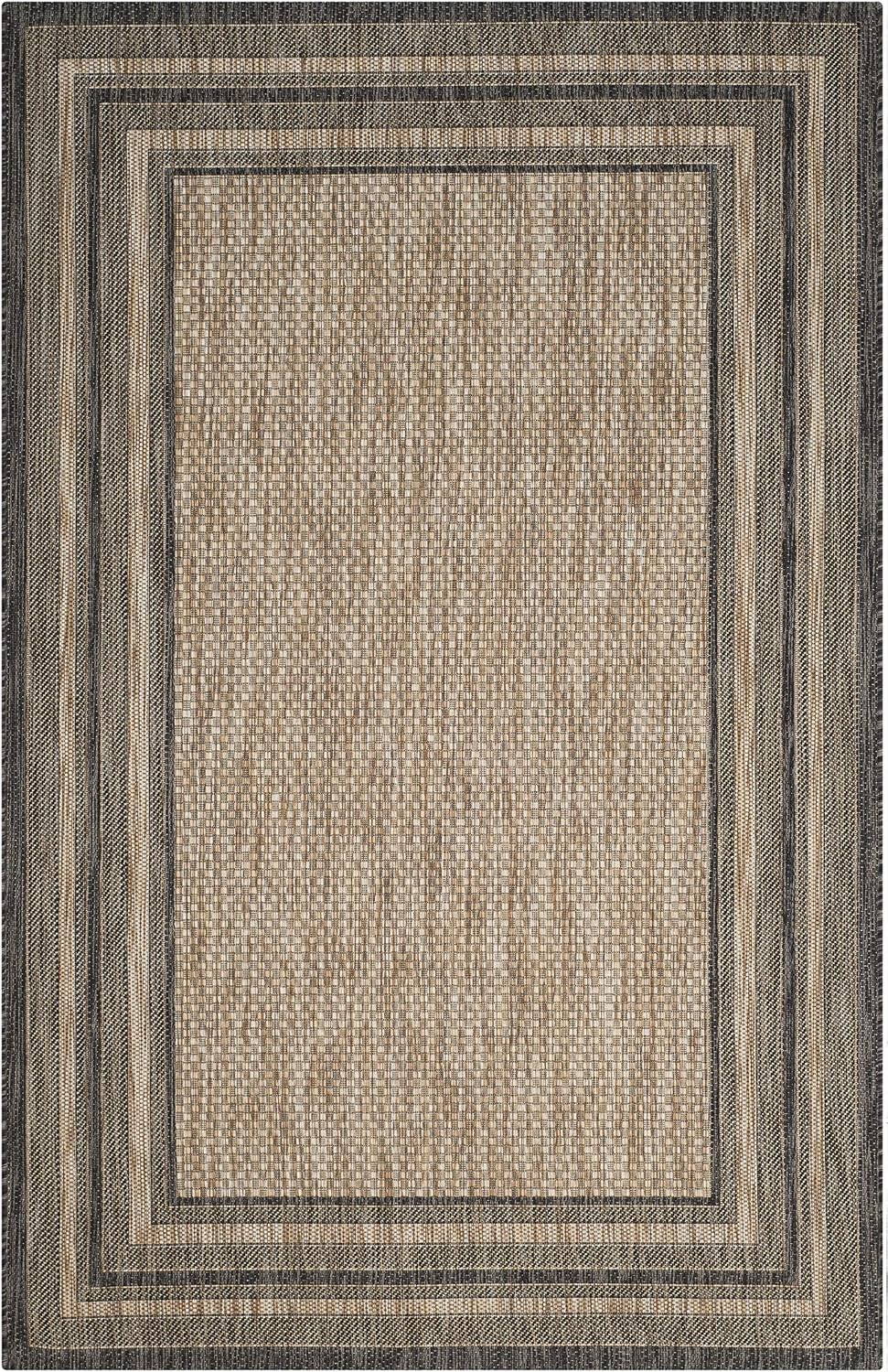 Natural Black Border Outdoor Rug