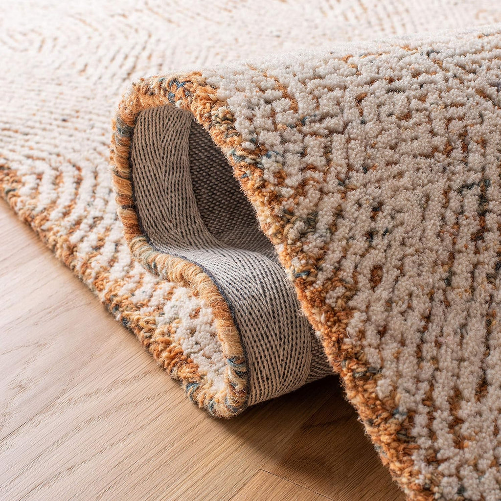 Ivory Rust Abstract Wool Runner Rug