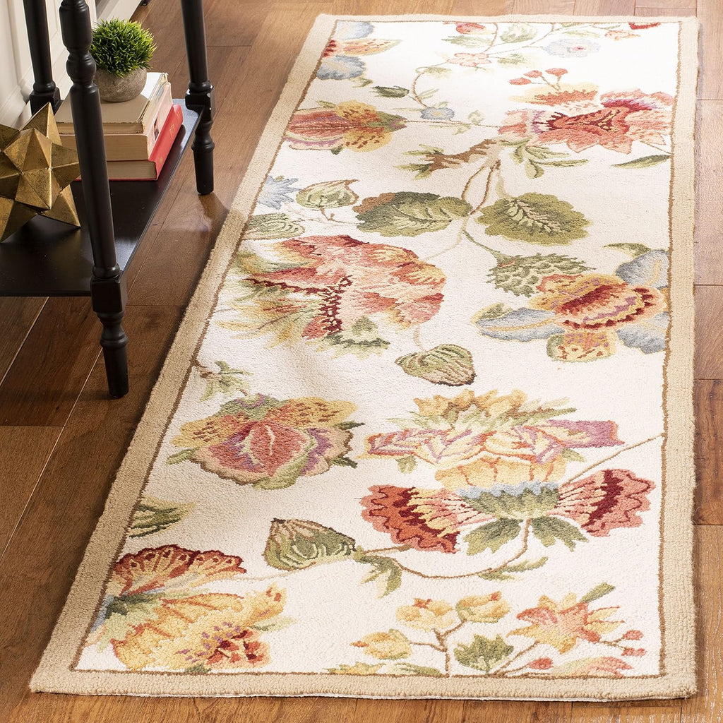 Ivory French Country Wool Runner Rug