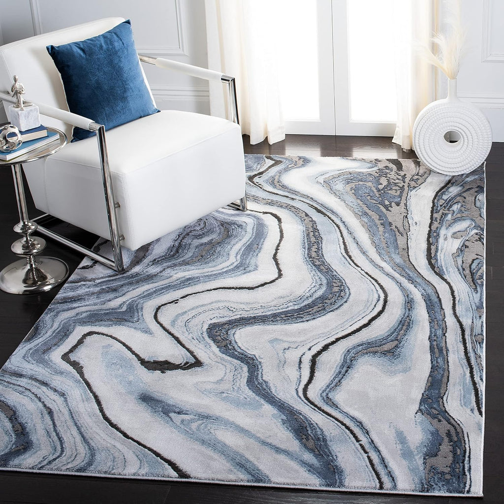 SAFAVIEH Blue Grey Modern Abstract Rug