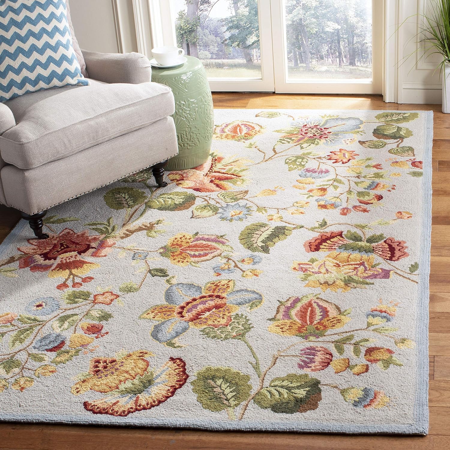 Ivory French Country Wool Runner Rug